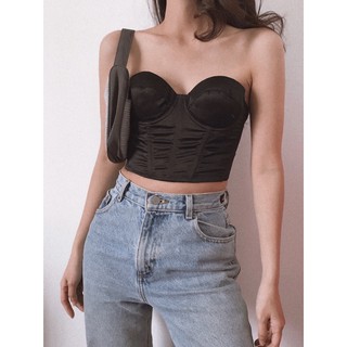 Áo corset cúp ngực đen trơn 2hand