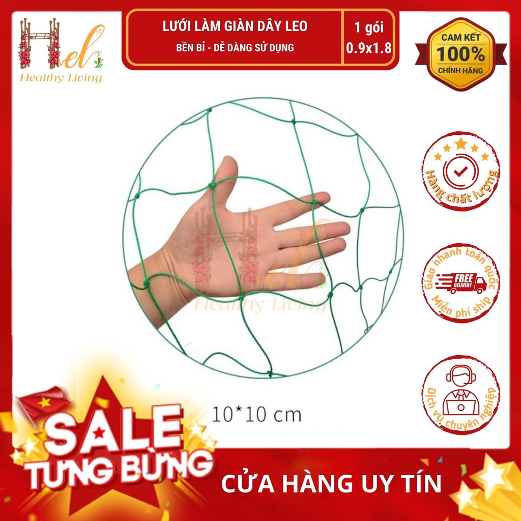 Lưới Làm Giàn Dây Leo (0,9m x 1,8m) Lưới Làm Giàn Dưa Leo, Hoa, Đậu Leo, Giàn Cây Bền Chắc