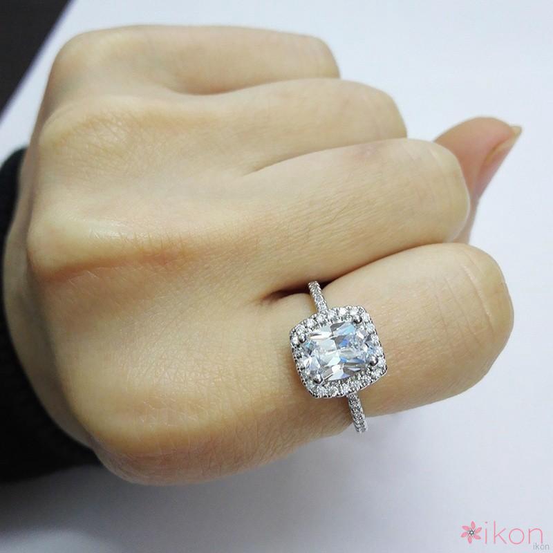 Nhẫn mạ bạch kim đính đá zircon thời trang cho nữ