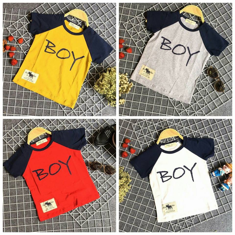 Áo thun in chữ Boy bé trai