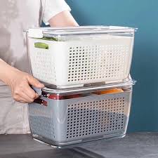 Hộp Đựng Thực Phẩm Tủ Lạnh 2 Lớp , Có Khóa Thoát Khí, Dễ Dàng Bảo Quản Rau Củ