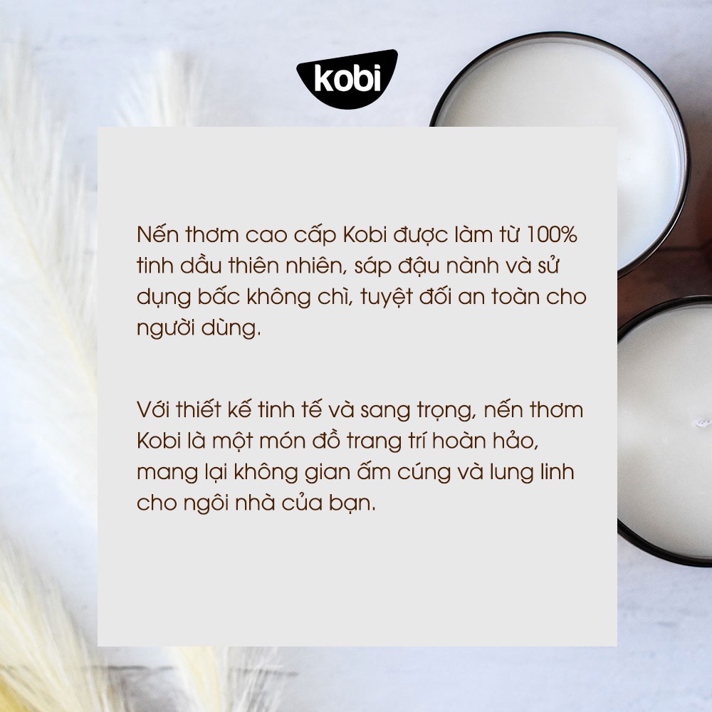 Nến thơm Kobi Dark Kiss cao cấp làm từ 100% sáp đậu nành, giúp giảm stress, sang trọng, tinh tế -200g