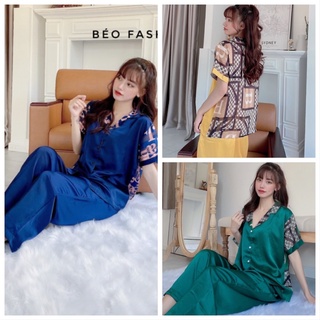 Đồ Ngủ Nữ,  đồ bộ Pijama Bigsize dài 55-100kg mặc nhà cực Xinh chất satin lụa cao cấp