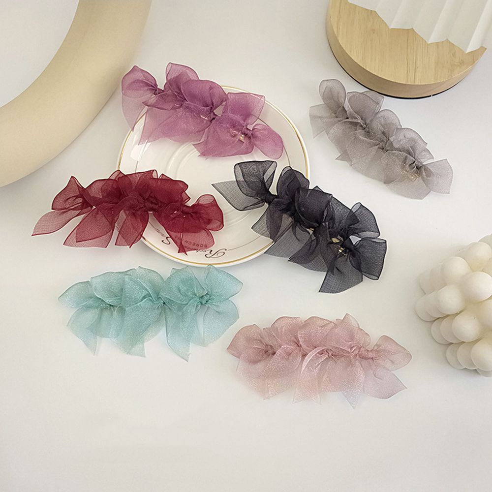 Kẹp tóc hình nơ màu trơn phong cách Hàn Quốc dễ thương cho nữ