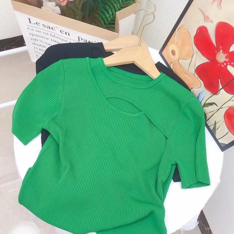 Áo Sweater Dệt Kim Vải Lụa Lạnh Mỏng Phong Cách Phương Tây Sang Trọng