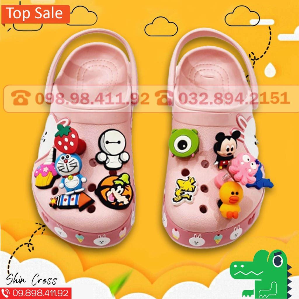 dép Cross cho bé mẫu thỏ trắng siêu bán chạy tặng thêm 6 sticker