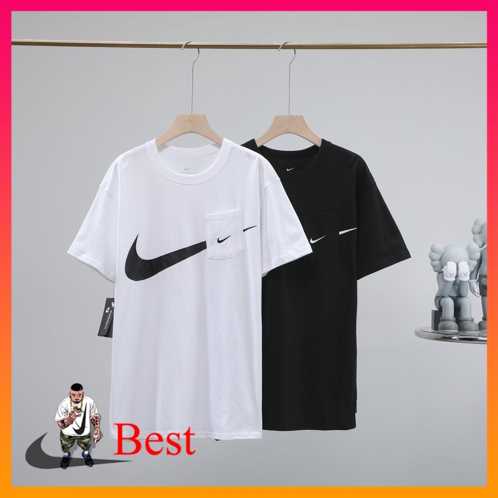 Áo Thun Cotton Tay Ngắn In Họa Tiết Nike Swoosh Thời Trang Cho Nam Và Nữ DJ4134
