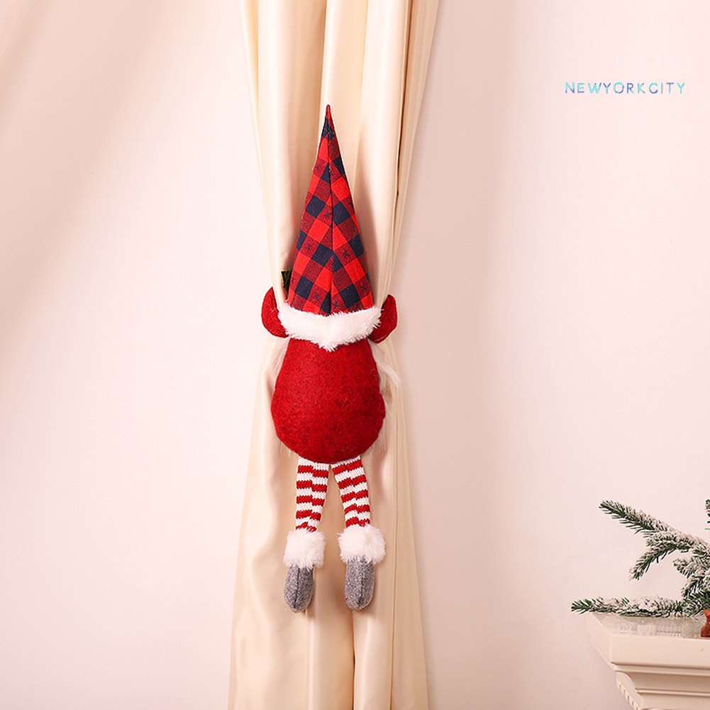 Cod-xmas Giá Đỡ Cột Rèm Cửa Sổ Hình Ông Già Noel Gnome Trang Trí Nhà Cửa