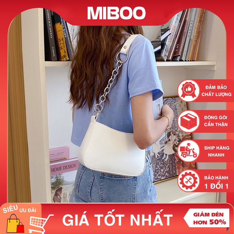 Túi xách nữ đeo chéo kẹp nách dây xích da trơn sang trọng