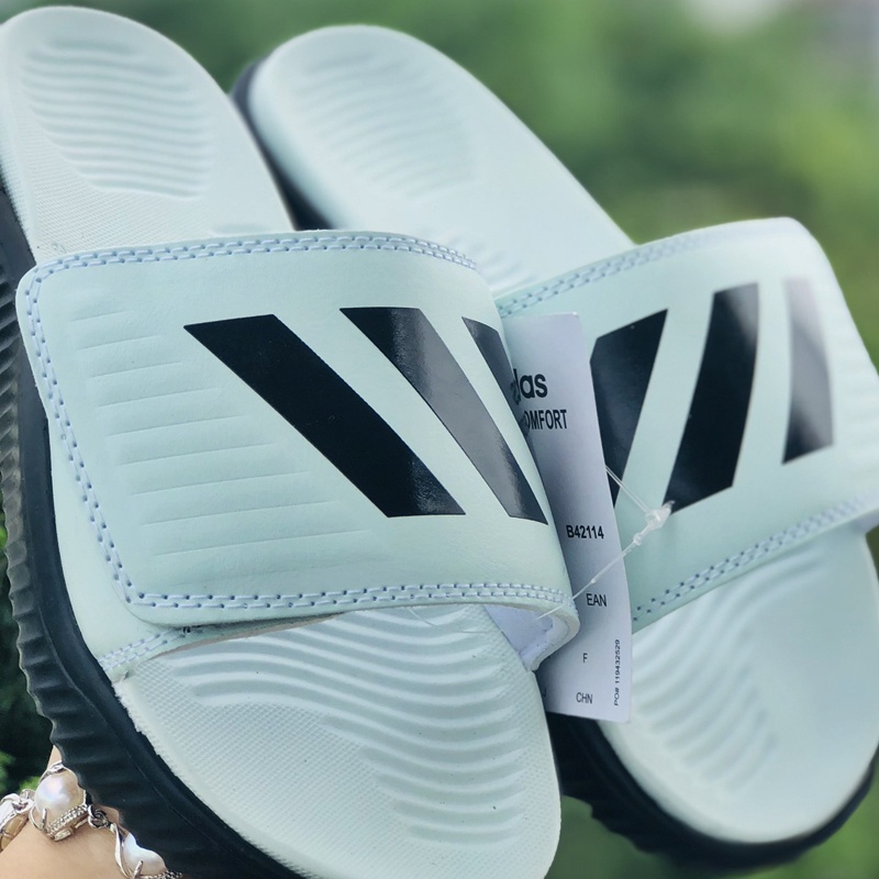 Dép Alphabounce adidas ❤️FREESHIP + FullBox❤️ quai ngang nam 3 sọc màu mint sọc đen chất xịn 1-1, đế dày nhẹ quai da