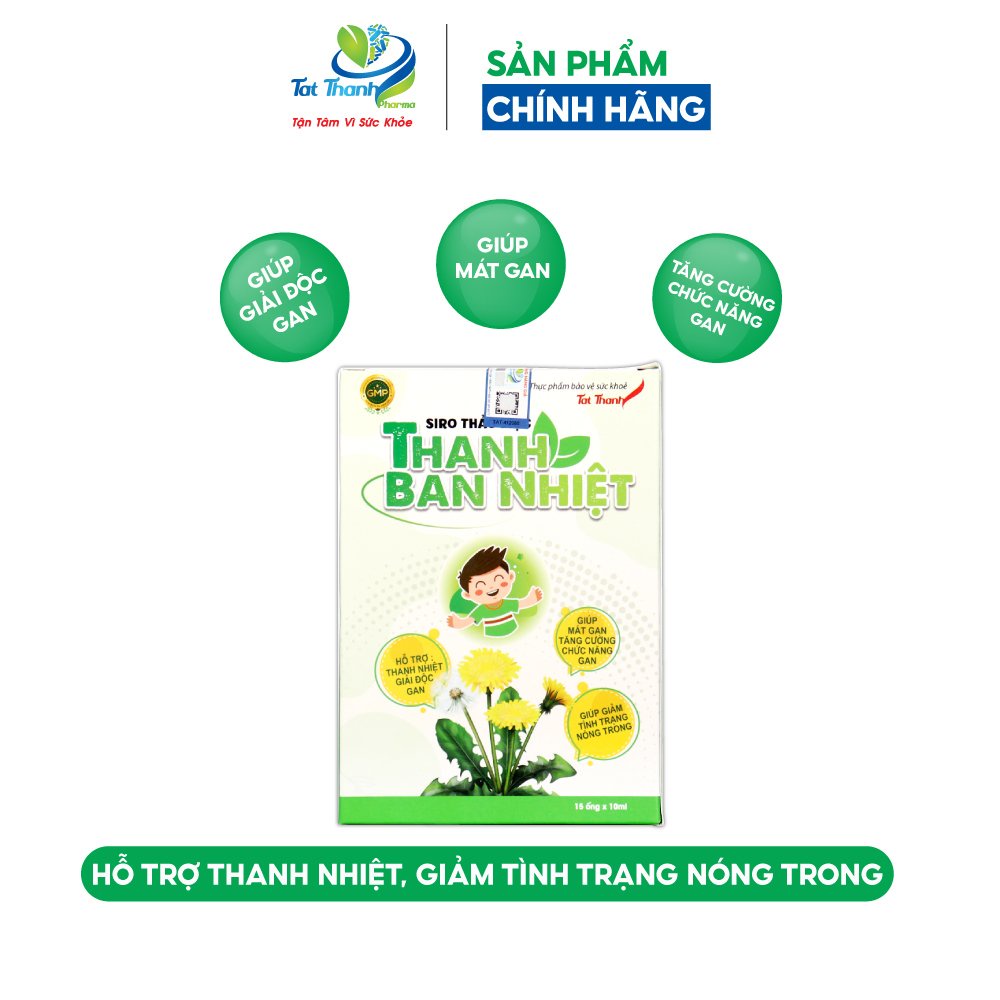 Siro thảo mộc Thanh Ban Nhiệt Tất Thành Pharma mát gan giảm nóng trong cho trẻ hộp 15 ống