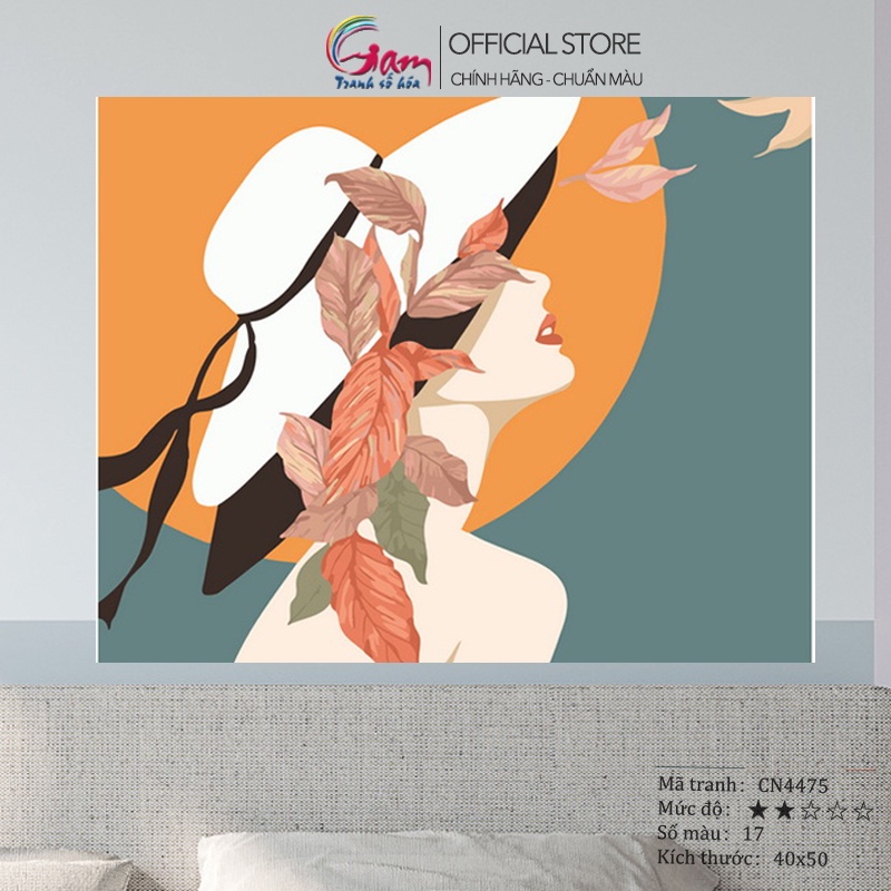 Tranh tô màu theo số GAM thư giãn xả stress cô gái hiện đại căng khung 40x50cm CN4475