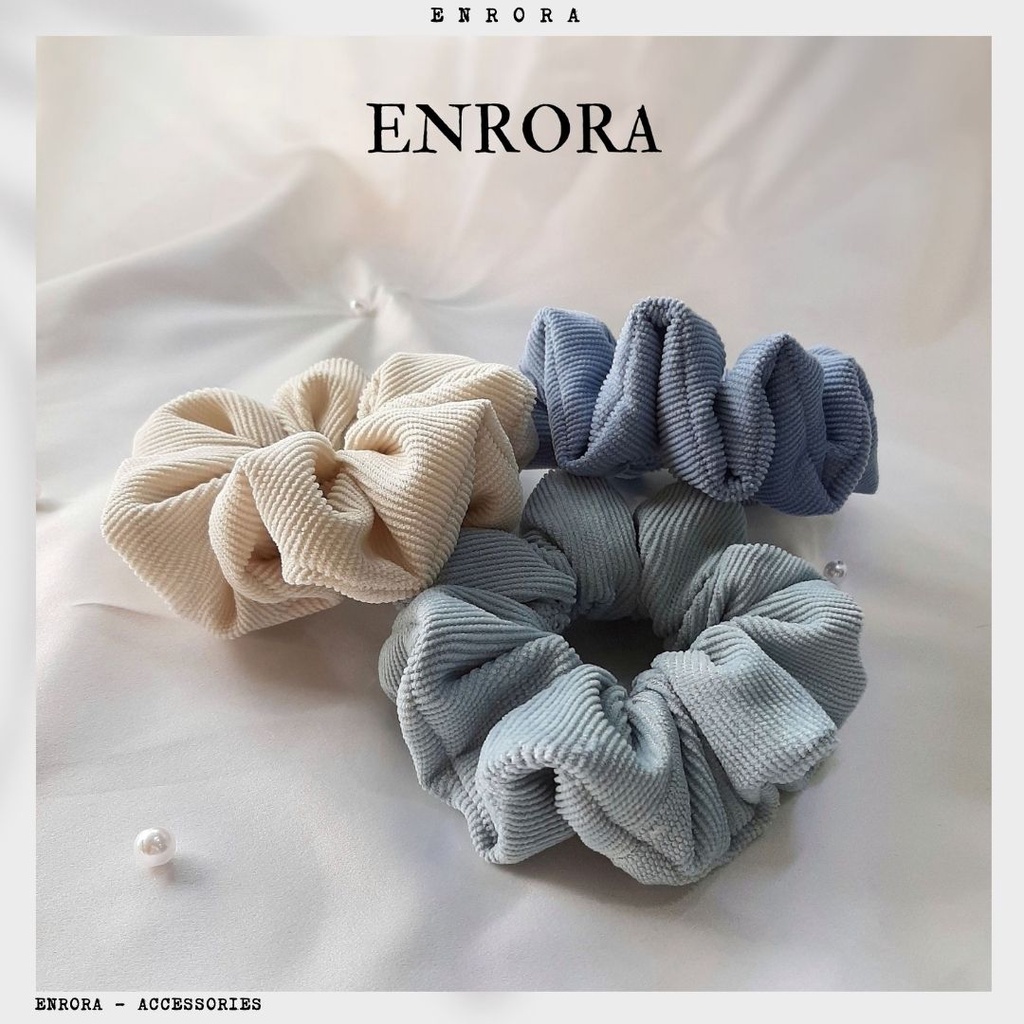 Scrunchies Cột Tóc Vải Nhung tăm màu Pastel ENRORA nhiều màu sắc
