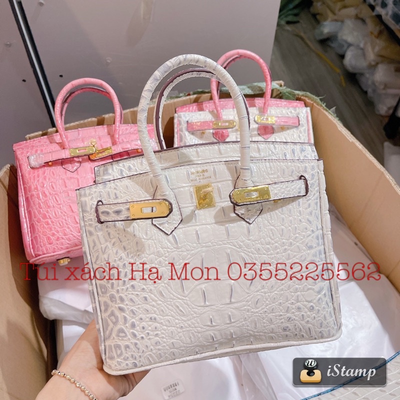 Túi H.M birkin vân da cá sấu size 20 và size 25 xúc xắc