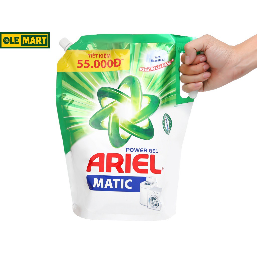 Nước giặt Ariel Matic cho máy giặt cửa trước túi 2.4kg hương tươi mát rực rỡ (MỚI)