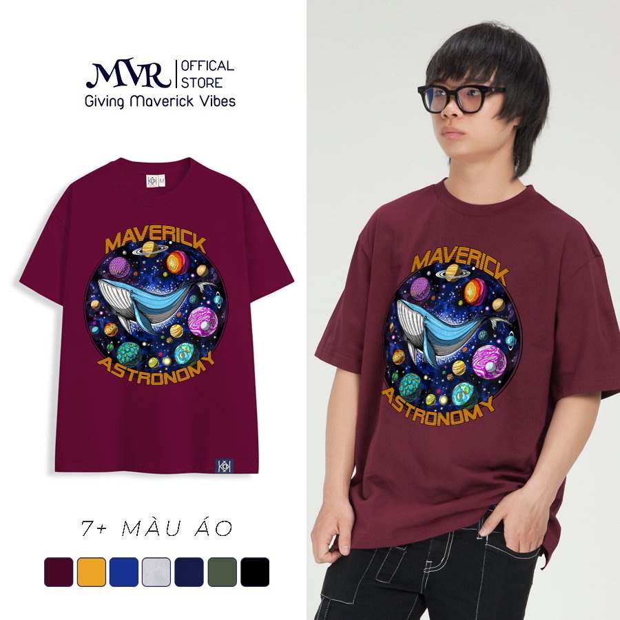Áo thun đẹp form rộng tay lỡ áo phông nam nữ mùa hè unisex hình cá voi vũ trụ local brand MVR TT8005