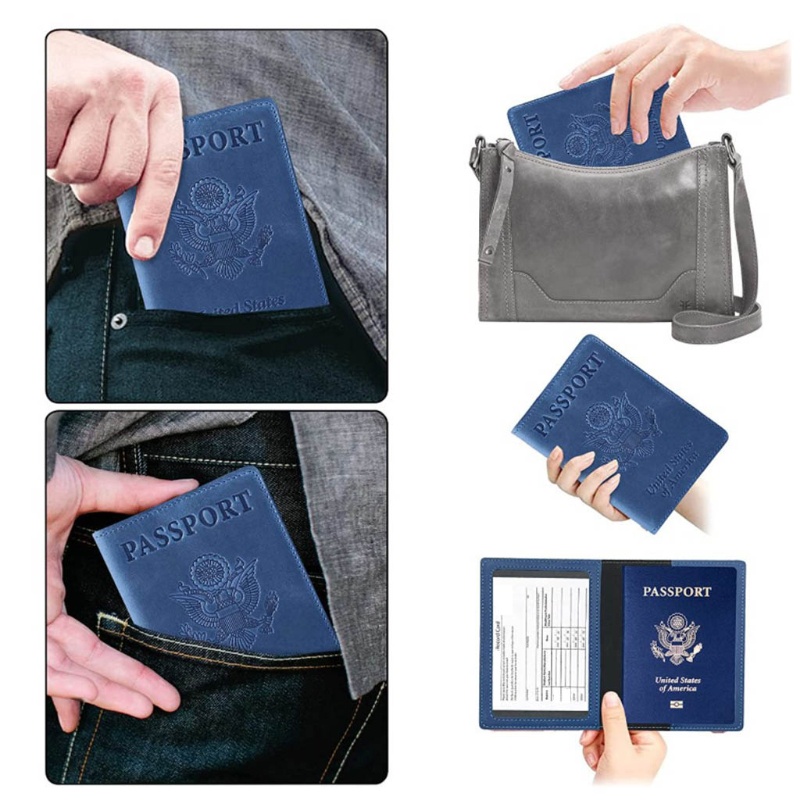 QQ Bao Da PU Đựng Hộ Chiếu Có Ngăn Đựng Thẻ Cho Nam Nữ