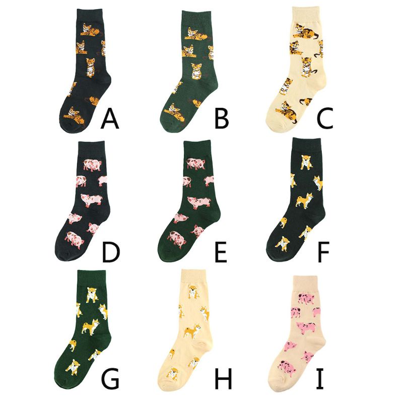 Xiangbao Vớ Ống Vừa In Hình Động Vật Hoạt Hình Vui Nhộn Phong Cách Harajuku Cho Nữ