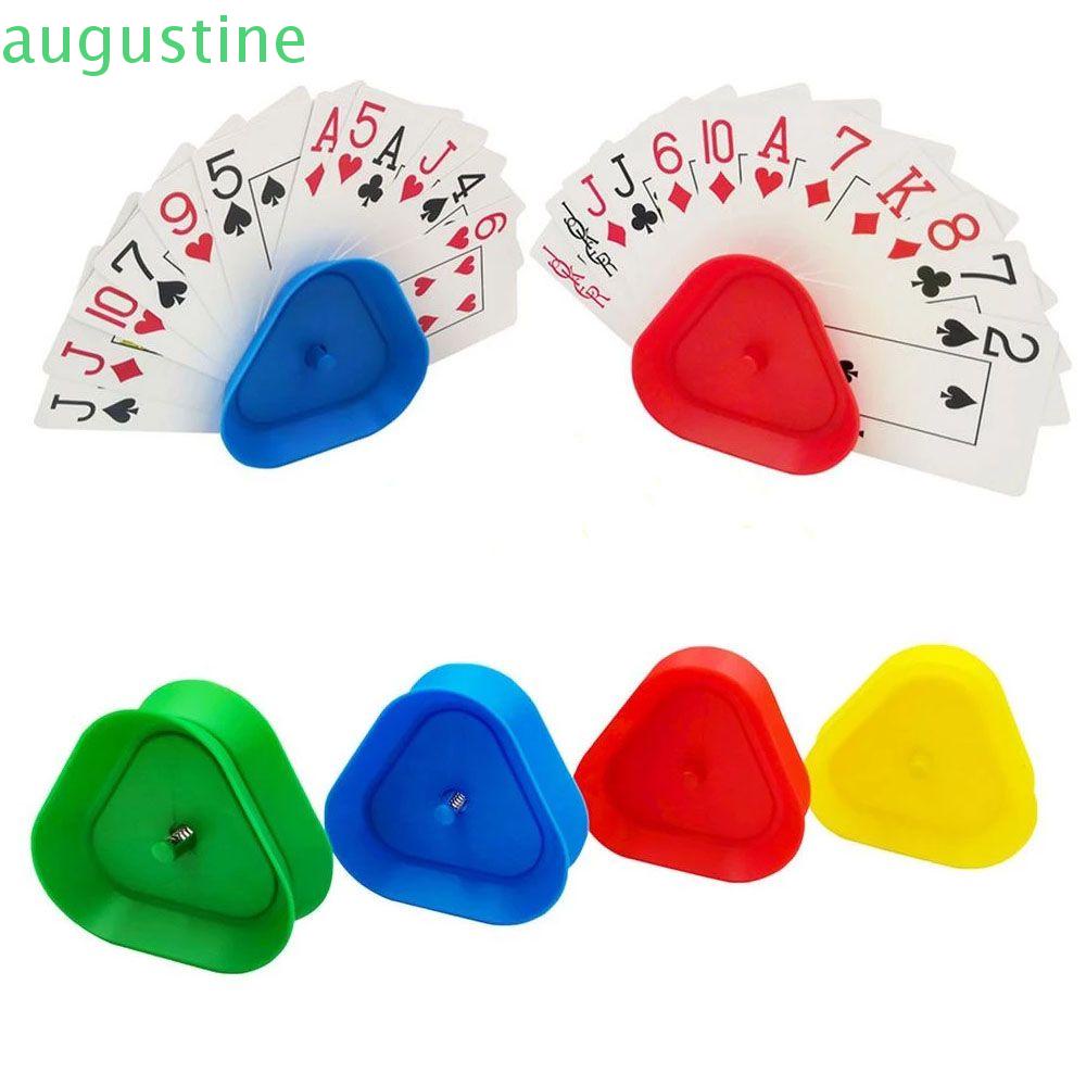 AUGUSTINE Triangular Poker Cards Stand for Kids Seniors Adult Playing Cards Seat Playing Cards Holder Lazy Party Toys 4Pcs/Set Plastic Organizes Classic Cards Games Hands Free