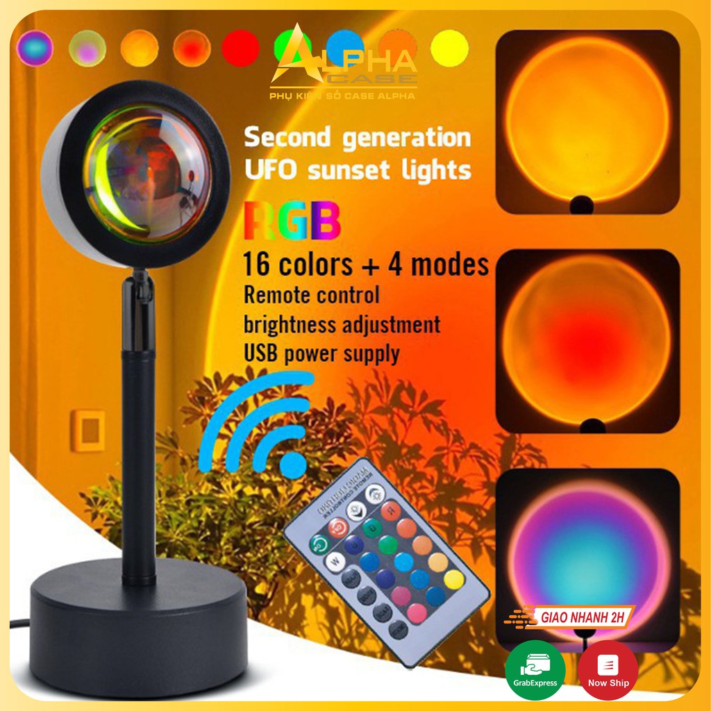 Đèn hoàng hôn có điều khiển chuyển đổi 16 màu khác nhau, đèn led sống ảo chụp ảnh quay video livestream casealpha