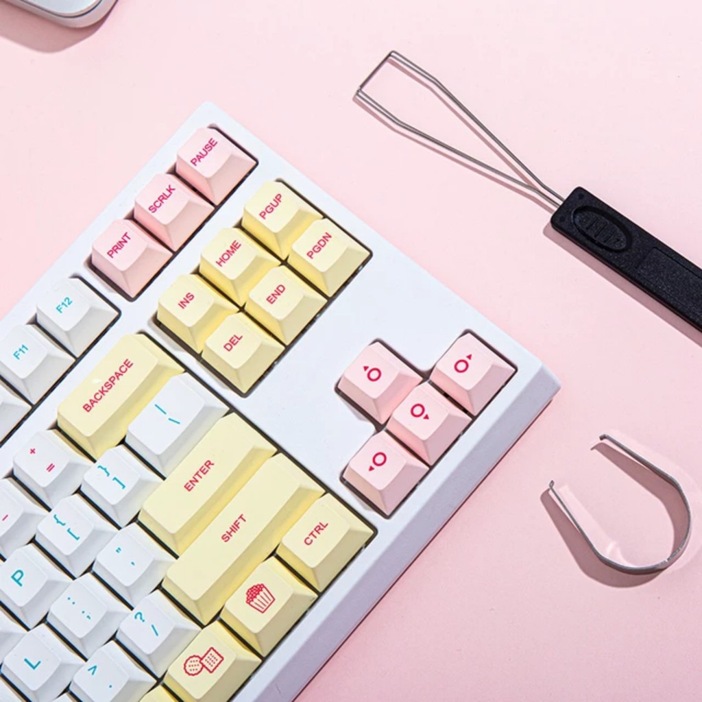 Bàn phím cơ Bluetooth Keycool 87 Macaron Hotswap Keycap Cherry Profile Dye sub chất lượng cao