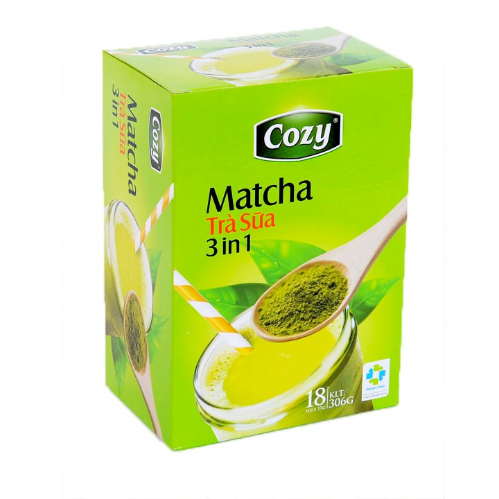 [Freeship] Trà sữa Matcha COZY 3 in 1 - Hộp 306gr (18 gói x 17gr)