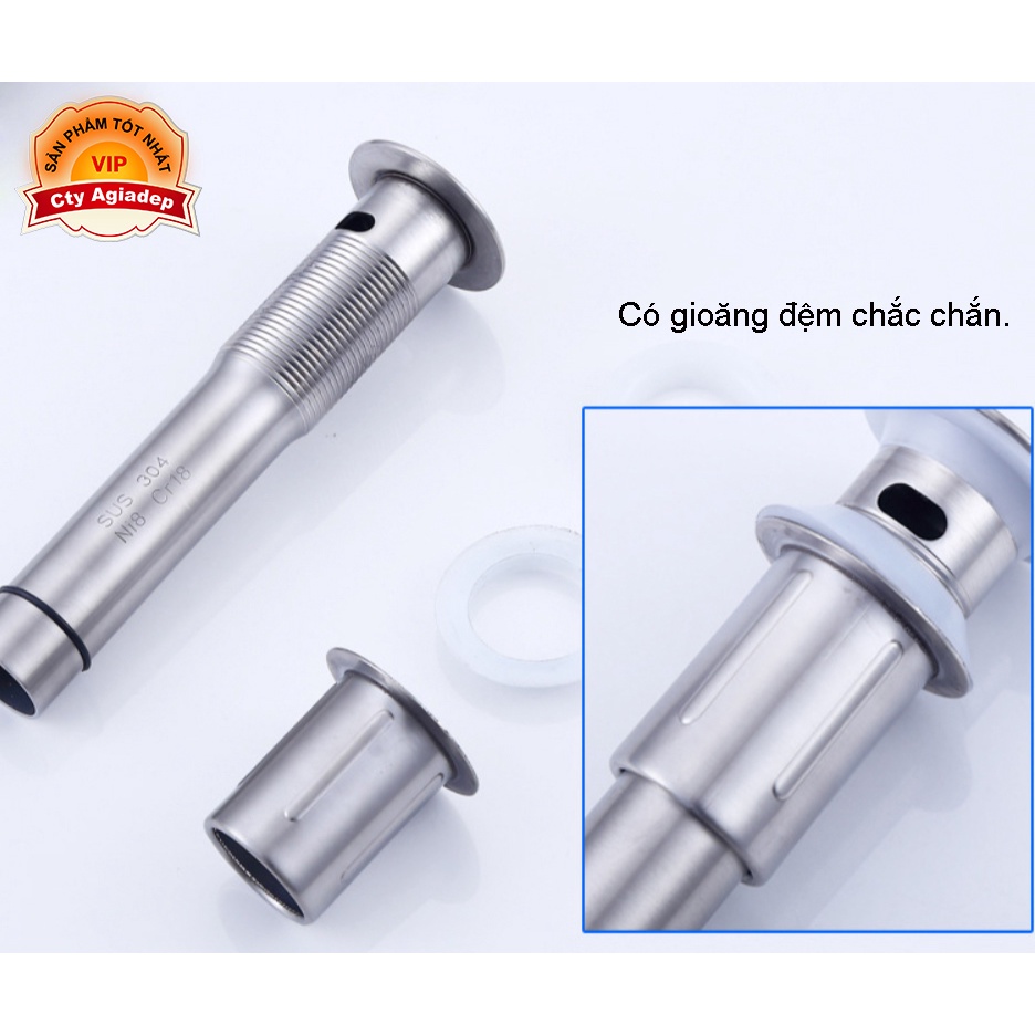 Xiphong Nút Ấn hoặc Xiphong Lật + Ống thoát nước ruột gà Bồn rửa Lavabo