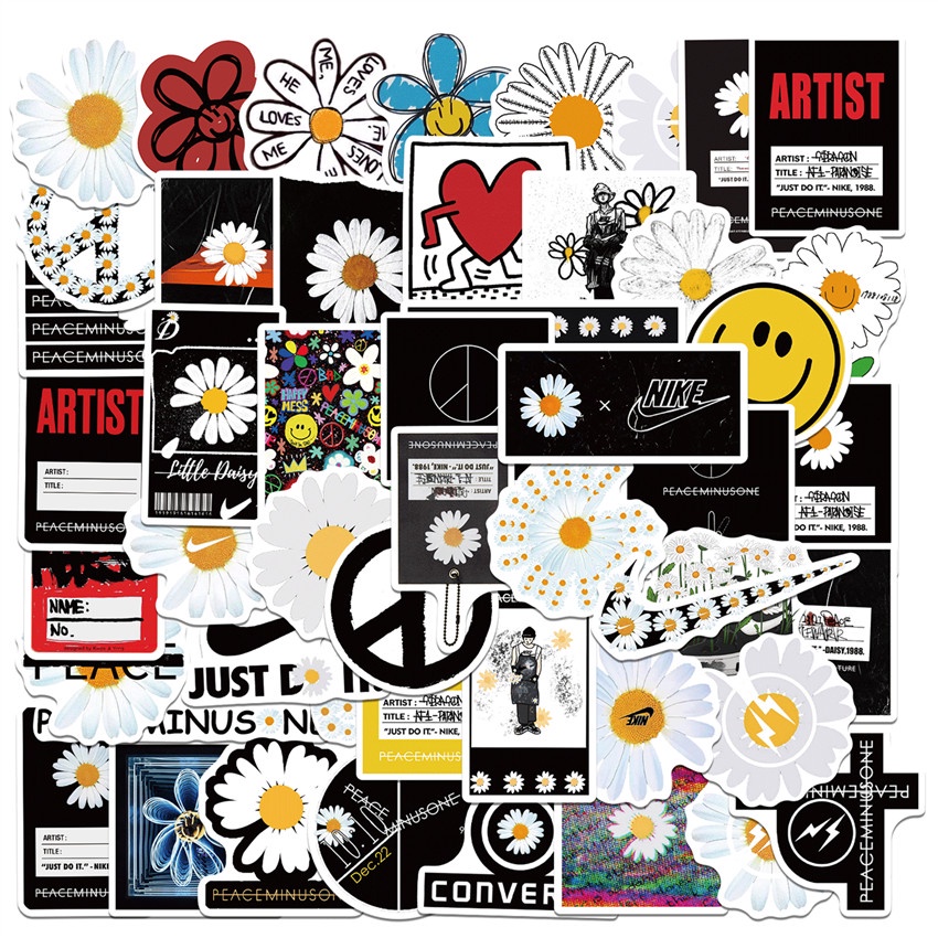 Bộ 50 Cái / Bộ ❉ Miếng Dán Trang Trí Hình Hoa Cúc Thời Trang 03 G-DRAGON ❉ Sticker Dán Trang Trí Chống Thấm Nước