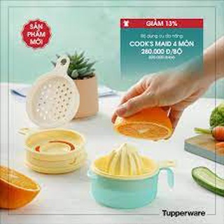 Bộ dụng cụ đa năng Cook's Maid 4 món - Tupperware, vắt cam, tách lòng đỏ trứng, bào vỏ trái cây, socola, trữ nước sốt...