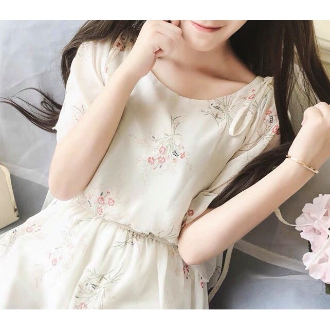 Đầm Voan Hoa Dáng Xòe ️🎉Hàng QC Có Sẵn️🎉 Thiết Kế Chiết Eo Thời Trang Thanh Lịch Cho Nữ | BigBuy360 - bigbuy360.vn