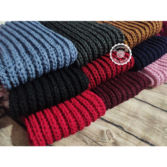 Khăn len đan tay kiểu đan cốt ăng lê dày ấm, mềm mại phù hợp cho cả nam và nữ
