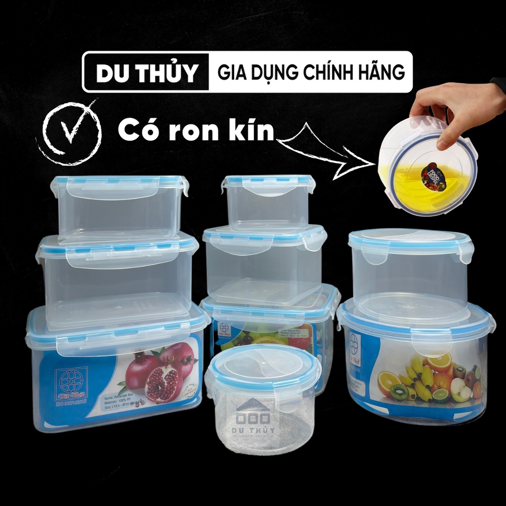 Hộp đựng thực phẩm có ron chống tràn , nhựa PP an toàn, chịu nhiệt tốt dùng được trong lò vi sóng