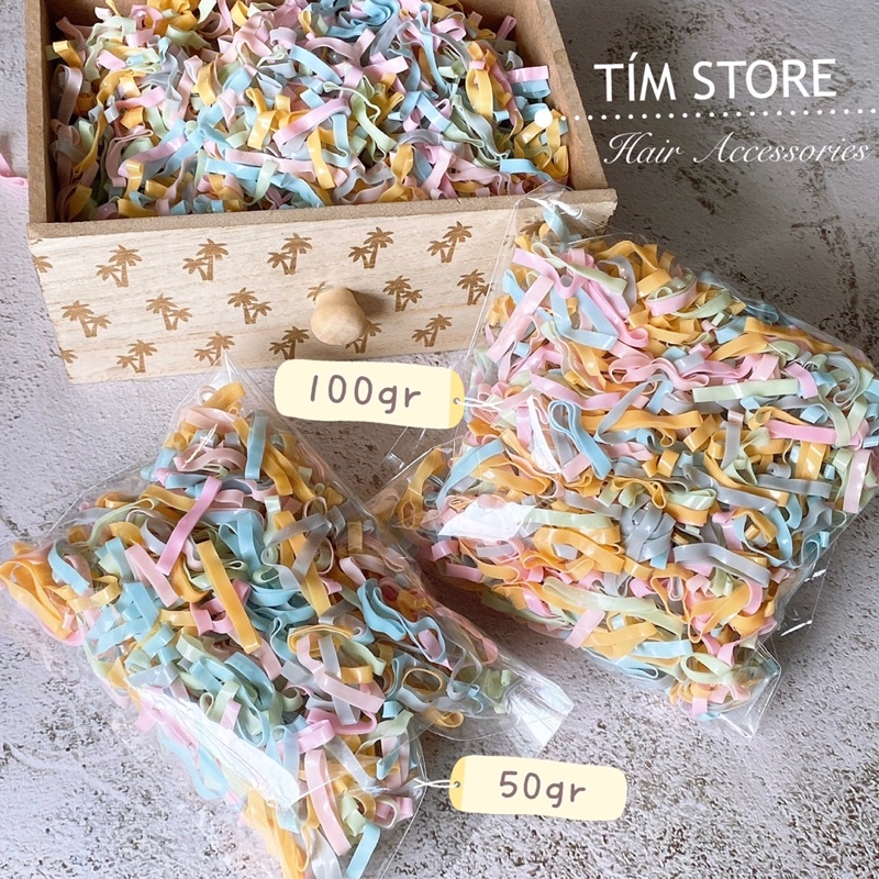 Thun cột tóc màu pastel co giãn, chun su buộc tóc TIMSTORE