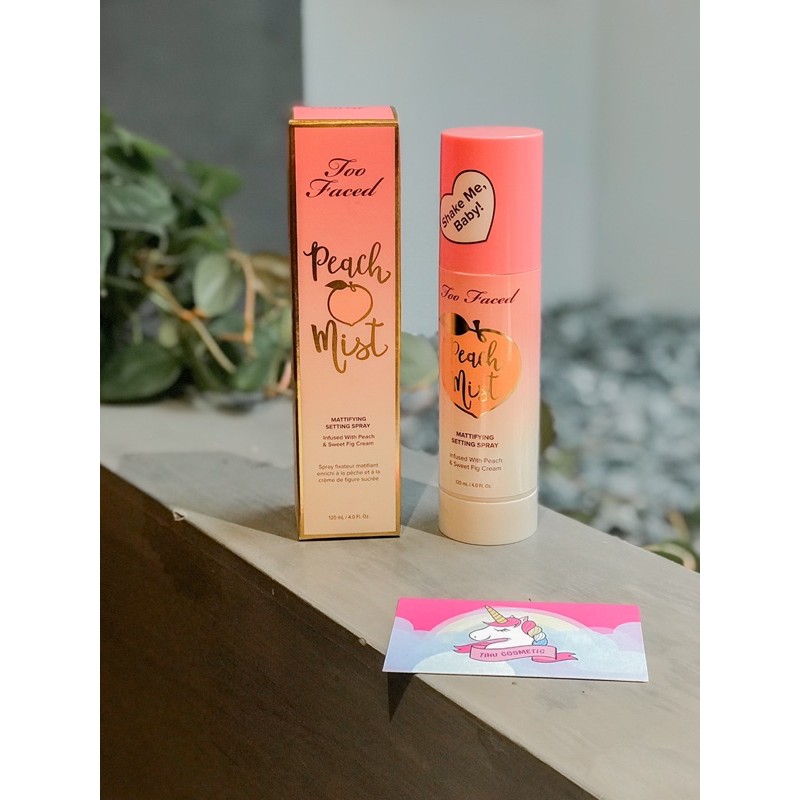 Xịt Makeup giữ lớp trang điểm lâu trôi Peach Mist Mattifying Setting Spray Too Faced