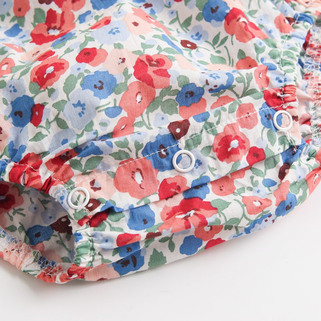 Áo liền quần Sanlutoz họa tiết hoa phong cách công chúa thời trang mùa hè cho bé gái