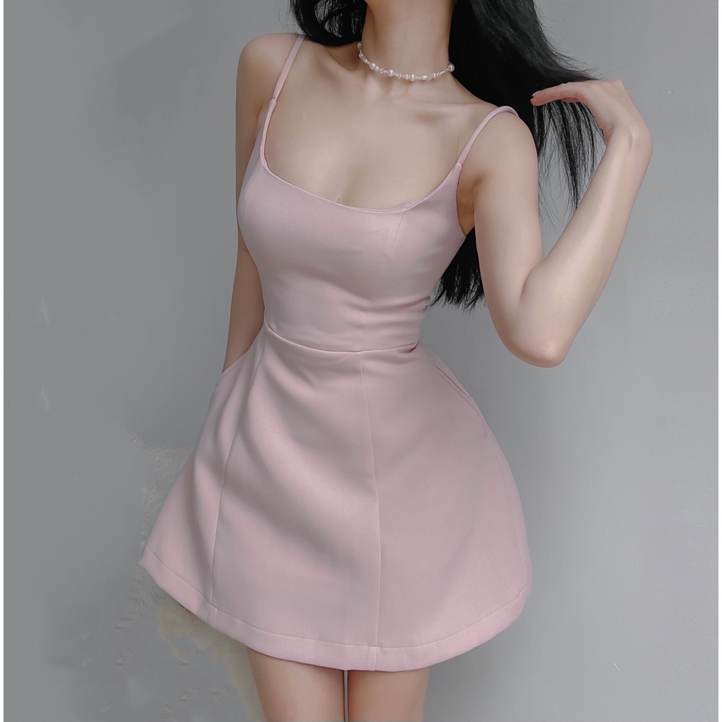 Đầm hai dây mini dáng xòe Emilyshop ulzzang (T)