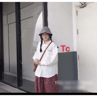 ÁO sơ mi thêu chữ hàn chất lụa mềm