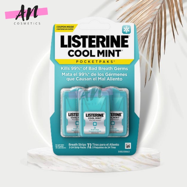 Kẹo ngậm thơm miệng khẩn cấp Listerine Pocketpaks (Miếng ngậm thơm miệng Vĩ 3 hộp x 24 miếng)