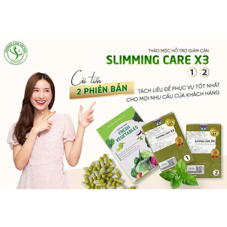 Viên Uống Hỗ Trợ Giảm Cân - Slimming Care x3  Tặng Kèm Viên Rau Xanh Phiên Bản 2022
