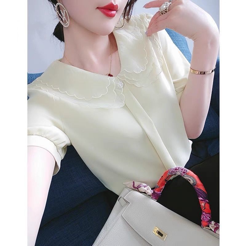 Áo Sơ Mi Voan Tay Ngắn Cổ Chữ V Thời Trang Cho Nữ