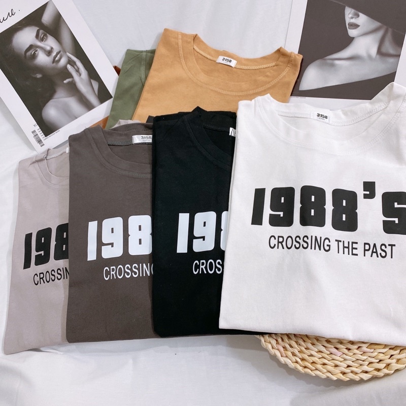 Áo phông 3158, áo thun studio1996 form rộng chất cotton in hình 1988