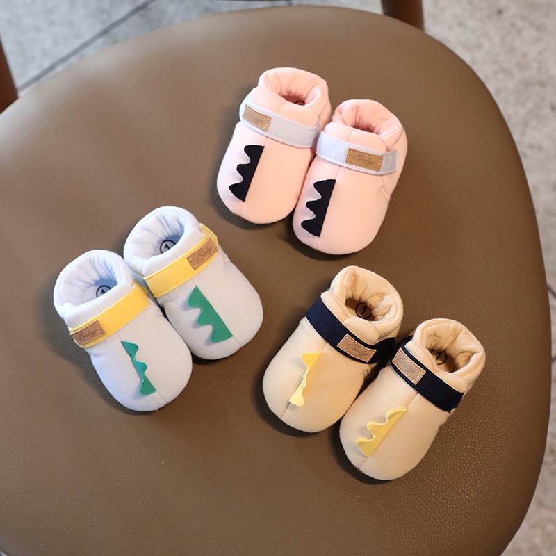 Giày Bốt Cotton Đế Bằng Chống Trượt In Họa Tiết Mặt Động Vật Dễ Thương Cho Bé Trai Gái