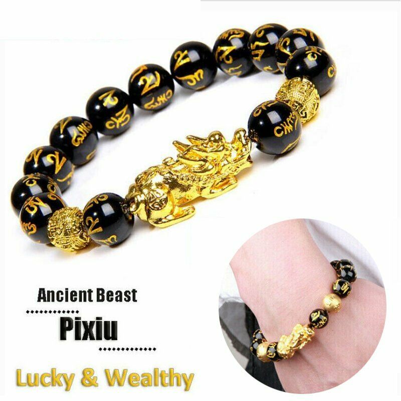 Vòng Tay Hạt Đá Obsidian Đen May Mắn Phong Thủy Unisex