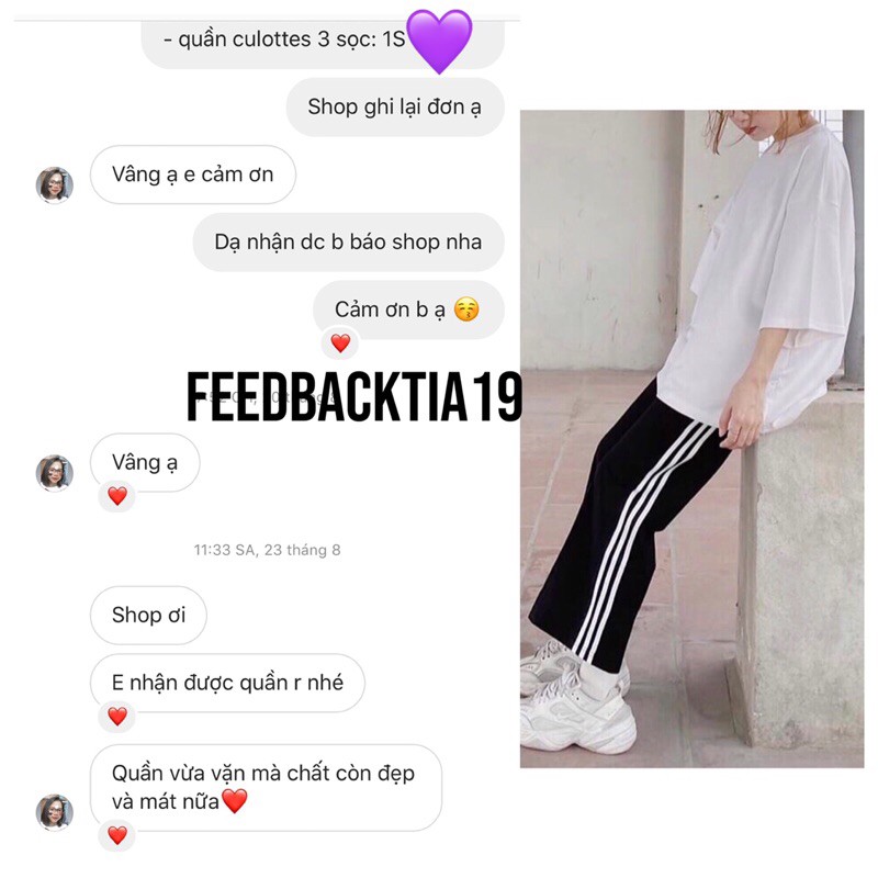 Quần culottes 3 sọc Tia19 ( KÉO SANG XEM FEEDBACK)