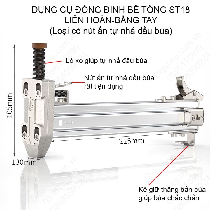 Dụng cụ hỗ trợ đóng đinh bê tông + hộp 400 đinh