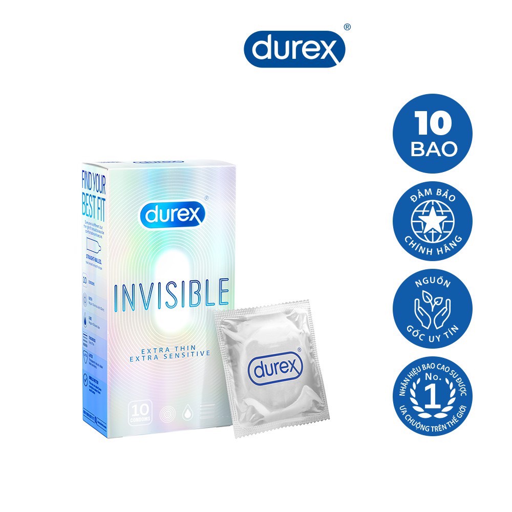Durex perform 12 bao cao su và Durex Invisible Extra Thin 10 bao cao su + Tặng kèm gel olo 7ml
