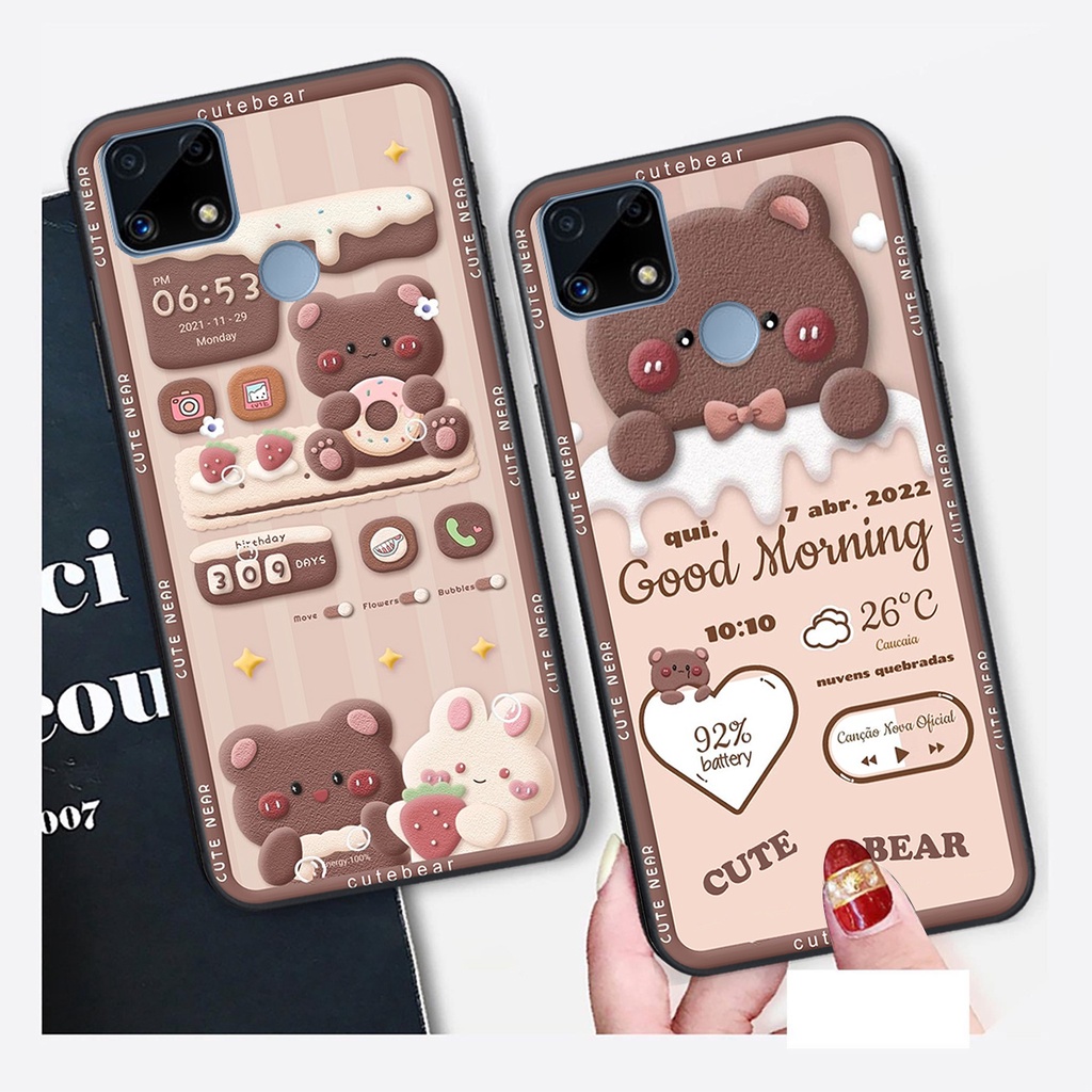 Ốp lưng Realme C25 in hình Gấu nâu - hồng, Gấu Be@rick  cực CUTE, DỄ THƯƠNG