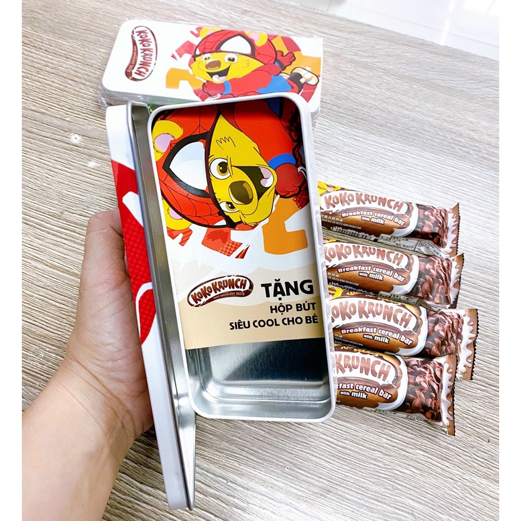 Hộp 4 thannh ngũ cốc Nestle Koko Krunch/ ngũ cốc Nestle Milo bar ( tặng hộp đựng bút  siêu cool cho bé)