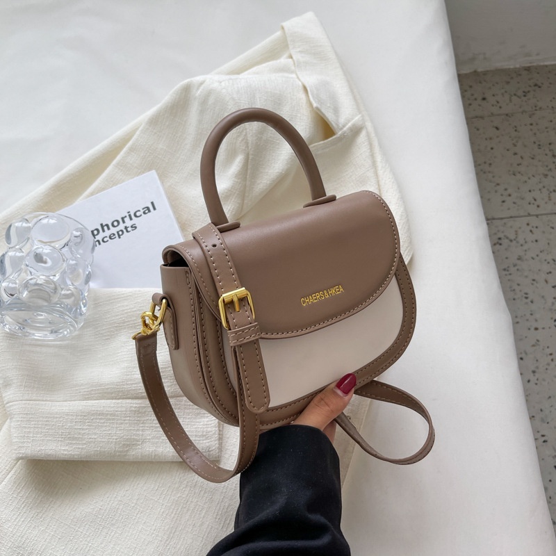 Túi Đeo Chéo Nhỏ Xinh Màu Sắc Tương Phản Phong Cách retro 2022 Cho Nữ