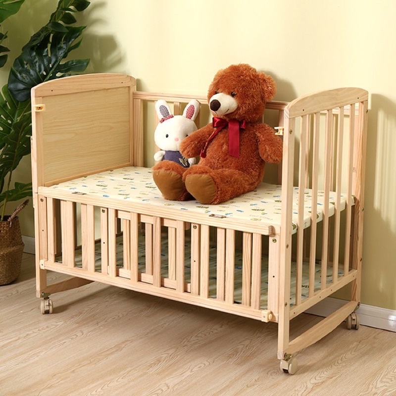 (SIÊU RẺ) Giường cũi cho bé 2 tầng bằng gỗ thông cao cấp chắc chắn, cũi gỗ đa năng cho bé